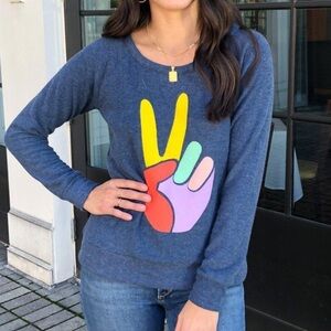 Chaser Bliss Peace Pride Graphic Avalon Long Sleeve Loungewear Soft Sweatshirt S